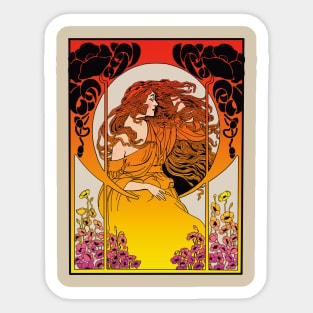 Art Deco Lady (orange) Sticker